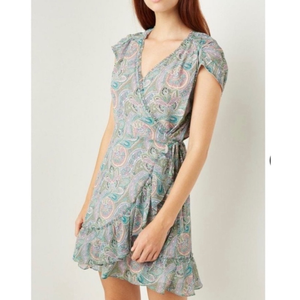 AllSaints Zini Shahmina Paisley Print Wrap Mini Dress Size 6